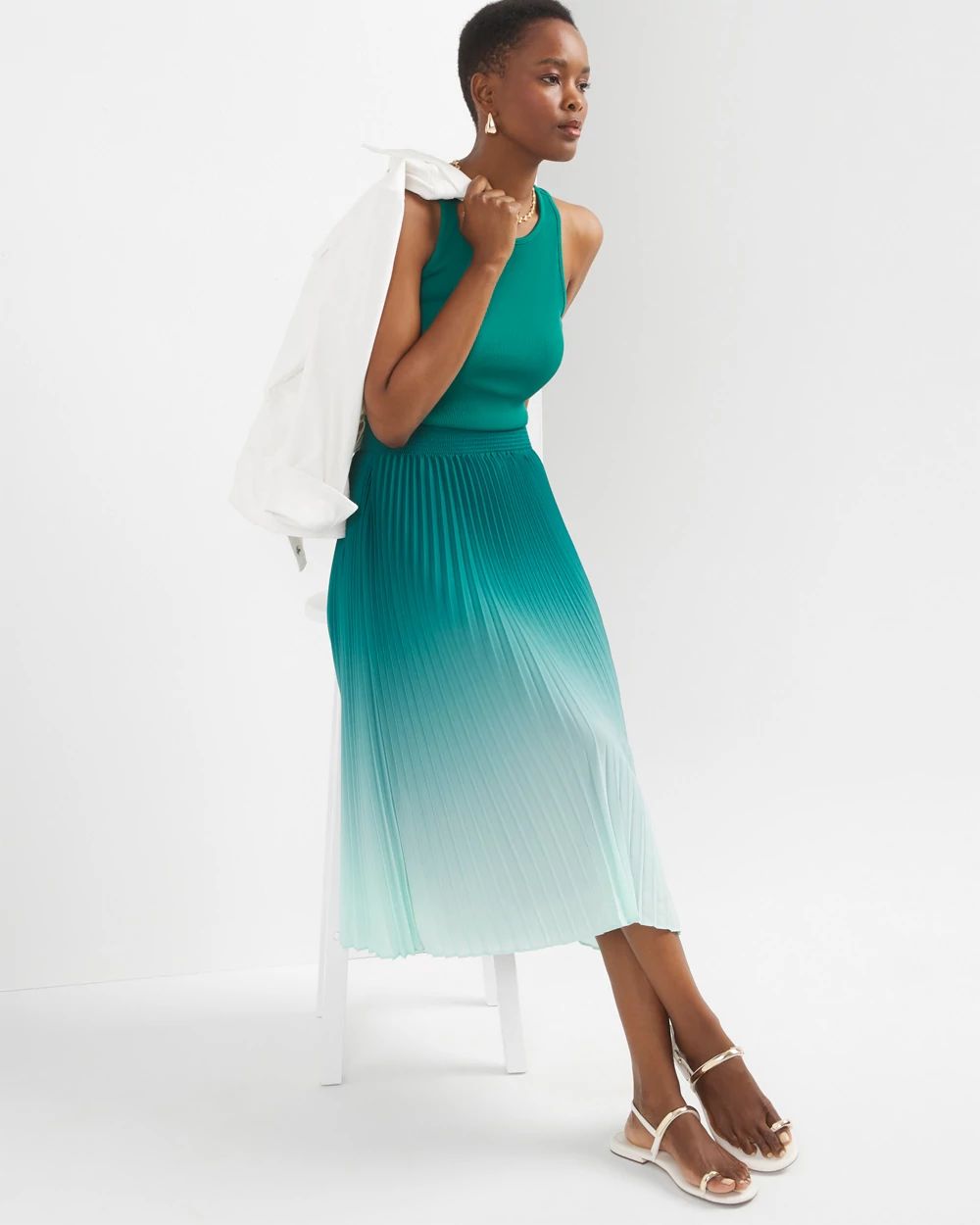 ◆BADBLOOD◆ Breeze Midi Skirt Black w-skt24-015 Ombre Midi Skirt | White House Black Market